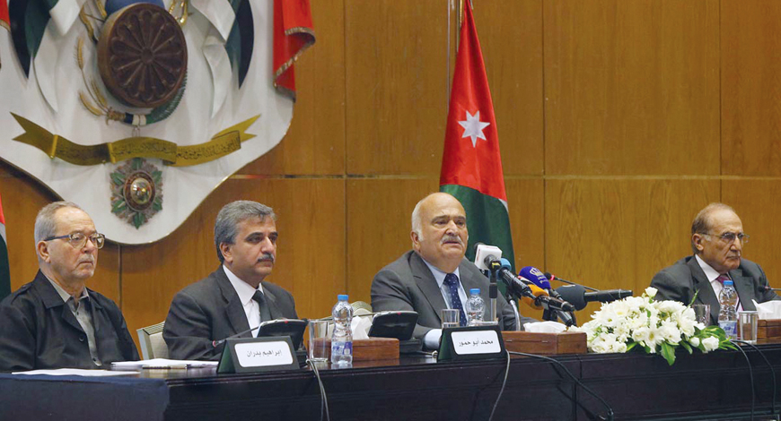 HRH Prince Hassan, president of the Arab Thought Forum, speaks at a ceremony in Amman on Sunday to launch the Arab Economic Charter (Petra photo)